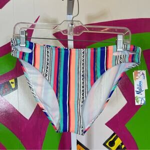 NWT, Malibu Striped Bikini Bottom with cutouts on the hips. Size XL. 15.5" Waist